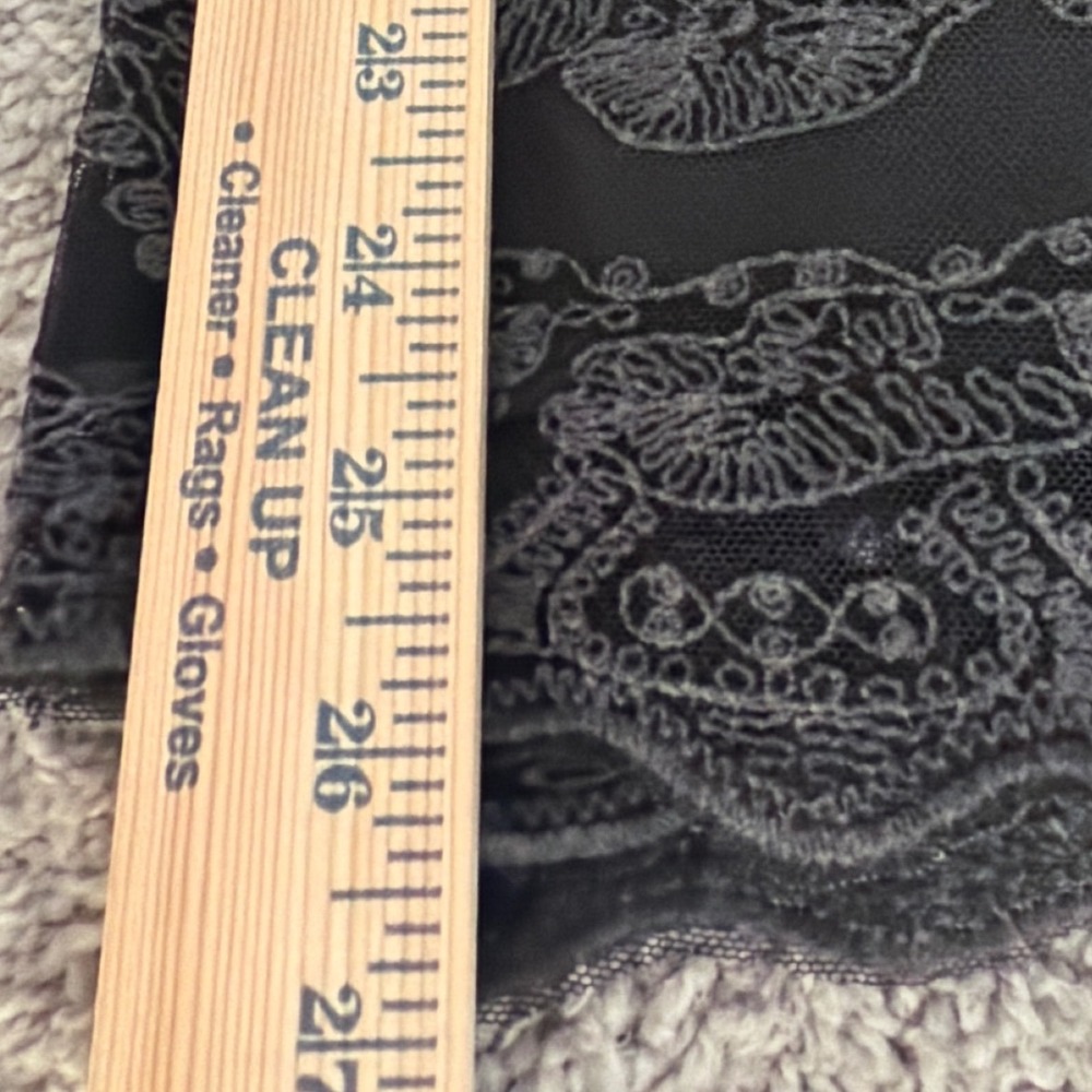 Soft Surroundings Black Mesh Embroidered Lace Trim Midi Skirt Small - Picture 9 of 10